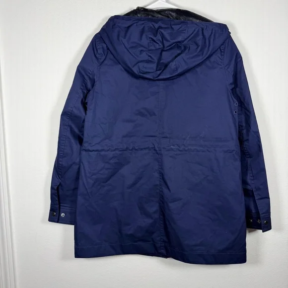 Hunter Cotton Smock Jacket Navy Water Resistant Hooded Women’s XS Mid-Length - Picture 7 of 10